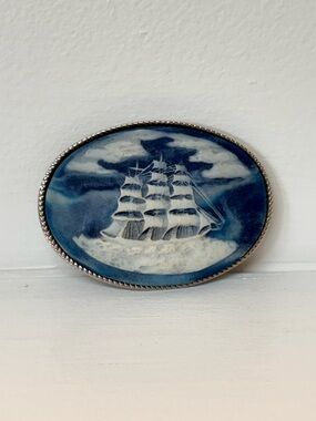 Nautical, Scrimshaw BELT BUCKLE